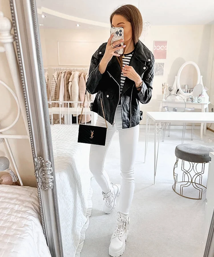 Czarna kurtka typu ramoneska eko-skóra Gill