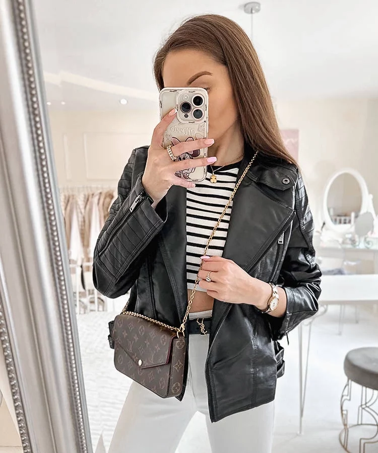 Czarna kurtka typu ramoneska eko-skóra Laisné