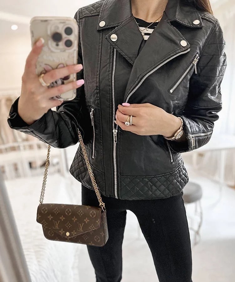 Czarna kurtka typu ramoneska Masson