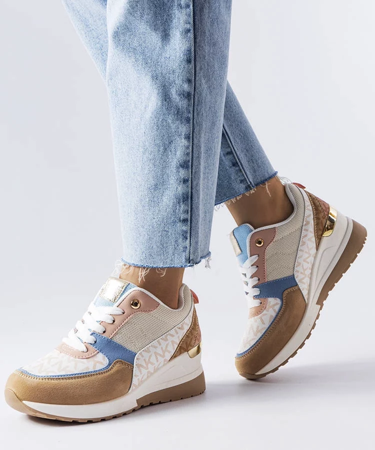 Beżowo-niebieskie sneakersy Mireault