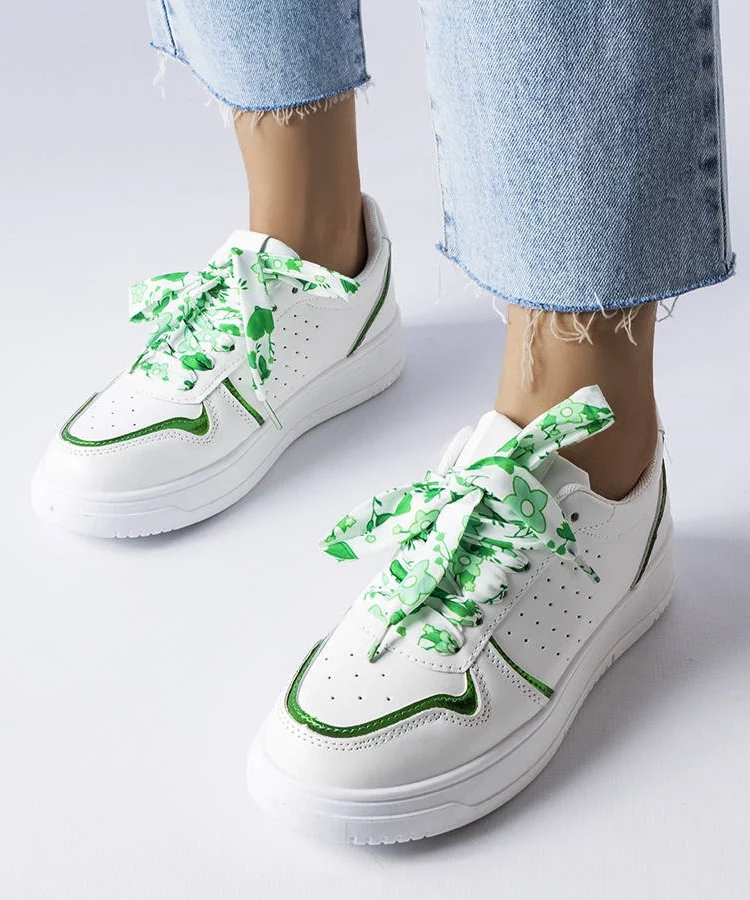 Białe sneakersy wiązane wstążką Pryor
