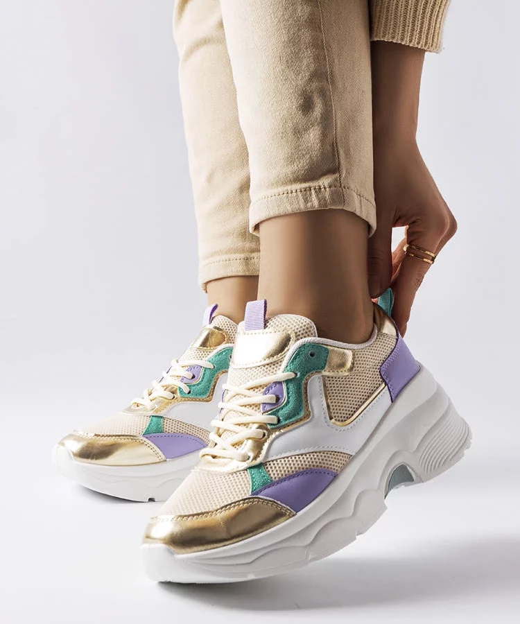 Biało-złote sneakersy damskie Séguin