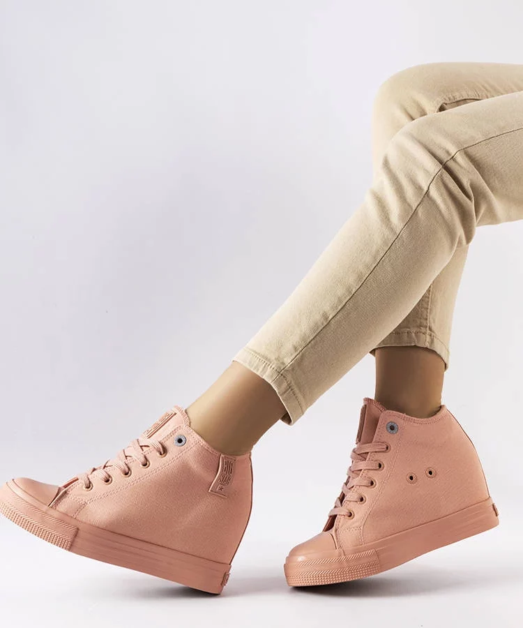 Różowe trampki na koturnie BIG STAR LL274036