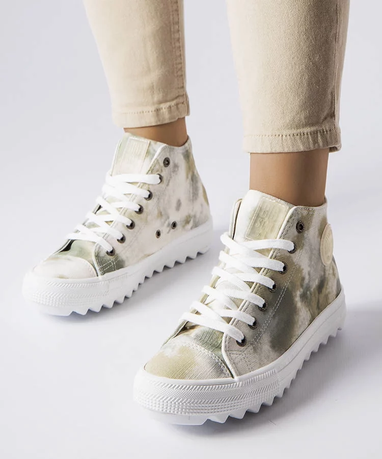 Zielone wzorzyste trampki Big Star LL274047