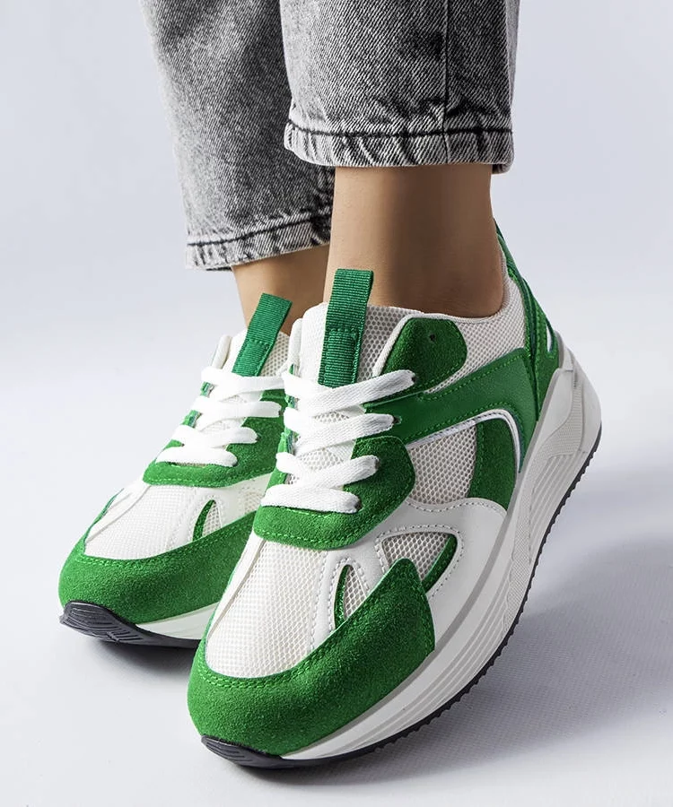 Zielone sneakersy z łączonych materiałów Riel