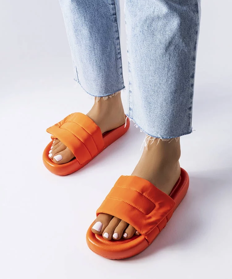 Pomarańczowe klapki zapinane na rzep Aleron