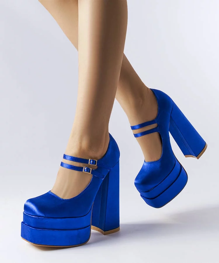 Niebieskie czółenka na wysokim słupku Gabriel