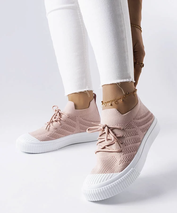 Różowe trampki z elastycznego materiału Polaire