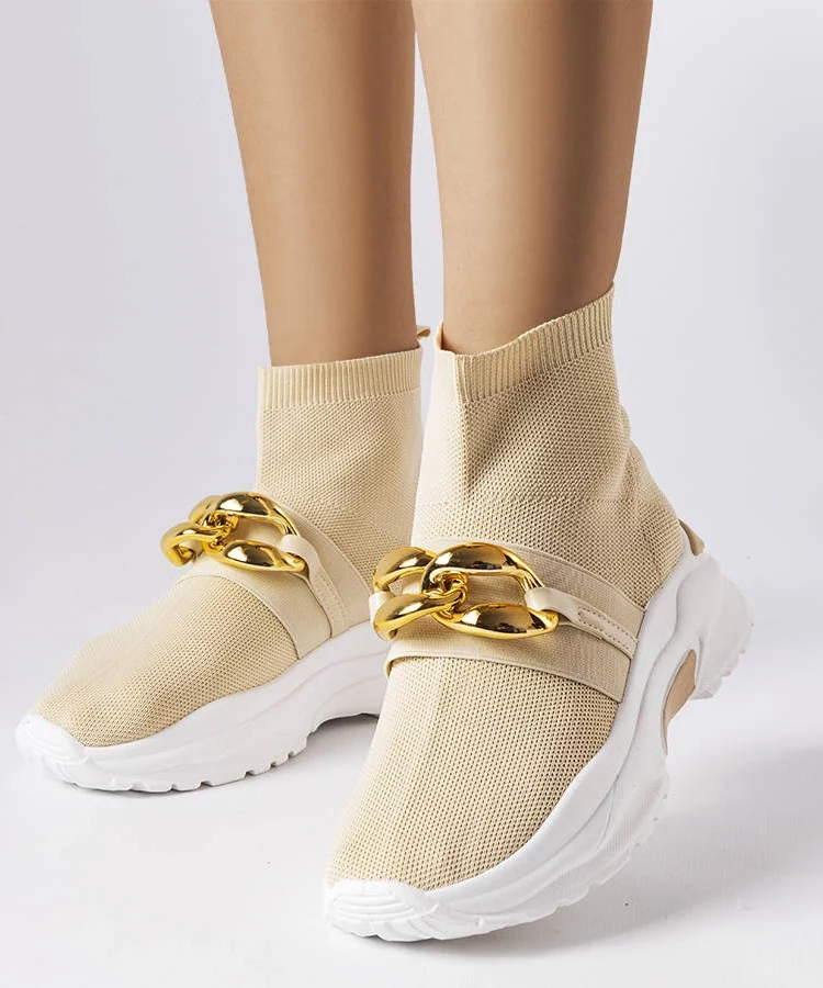 Beżowe sneakersy z łańcuchem Baptiste