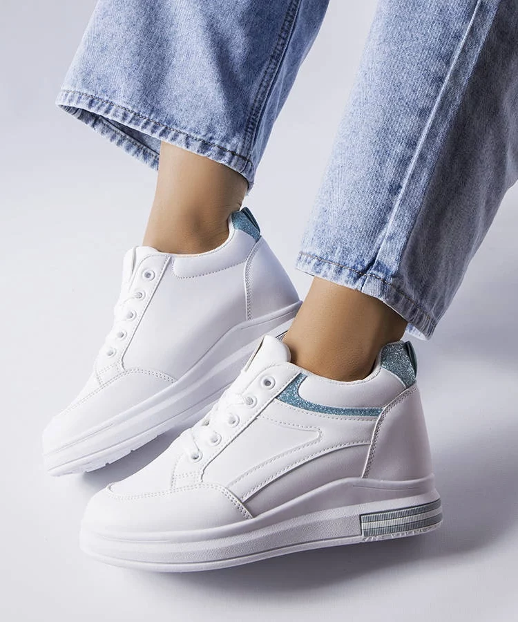 Białe sneakersy z brokatowymi wstawkami Bonevil