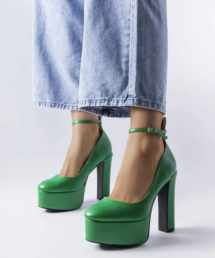 Zielone czółenka na wysokim słupku Hervé