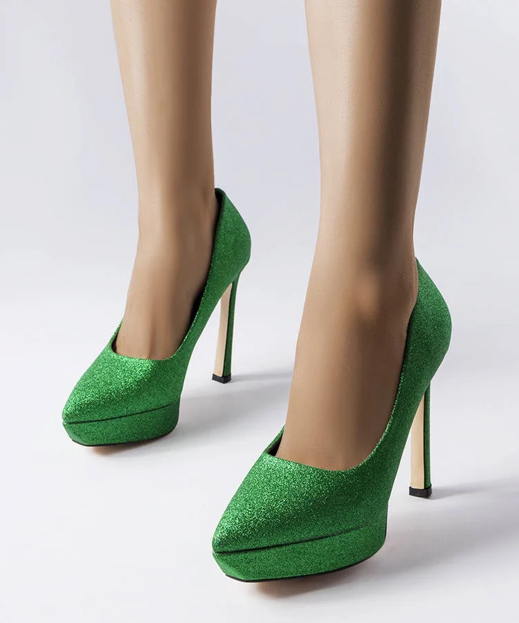 Zielone brokatowe szpilki Proulx
