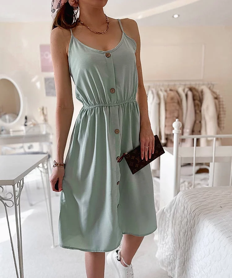 Zielona sukienka na ramiączkach Aubin