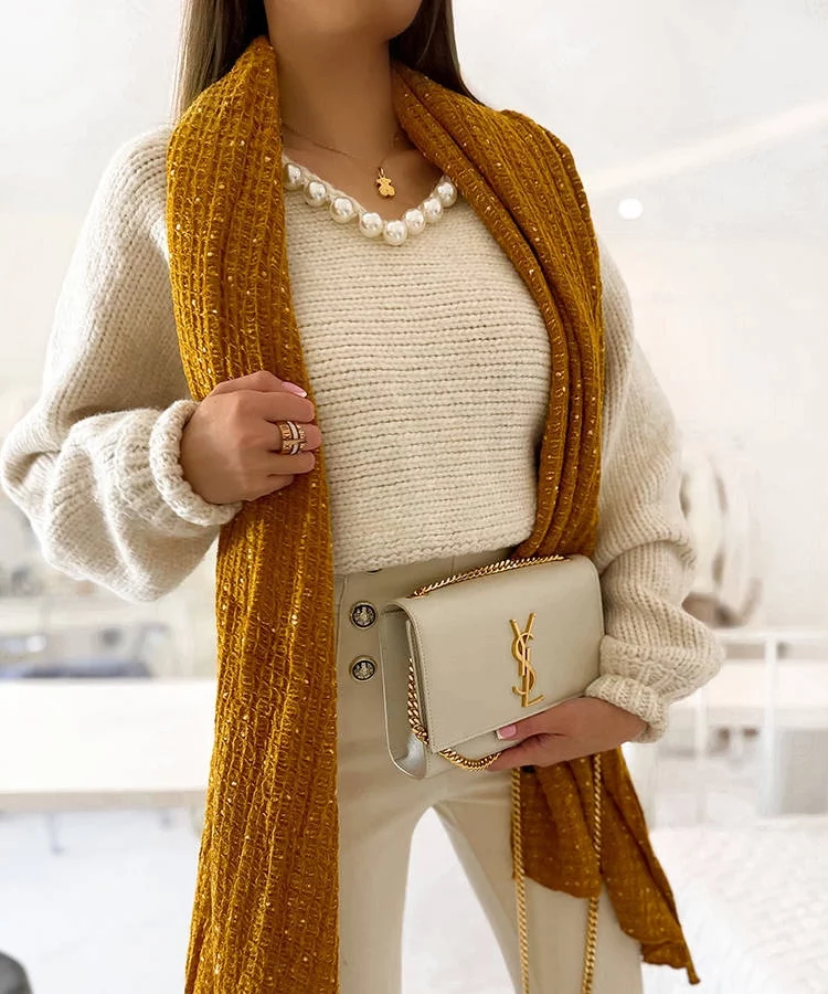 Żółty szal w kropki Khalil