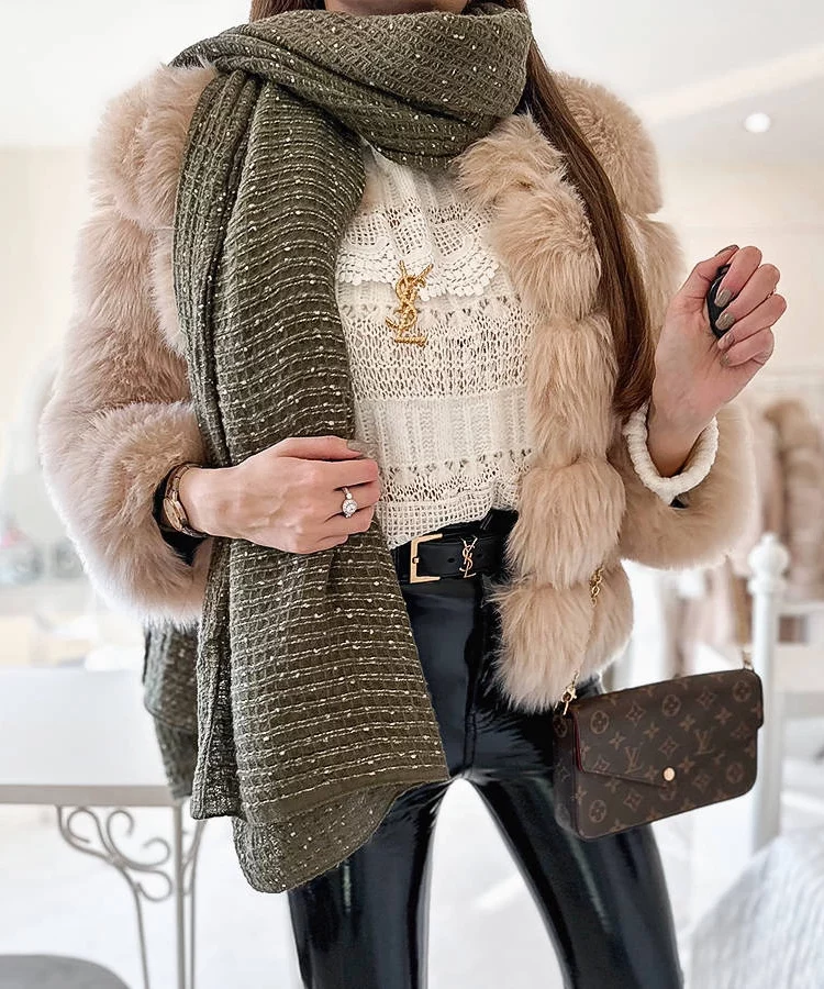 Zielony szal w kropki Khalil