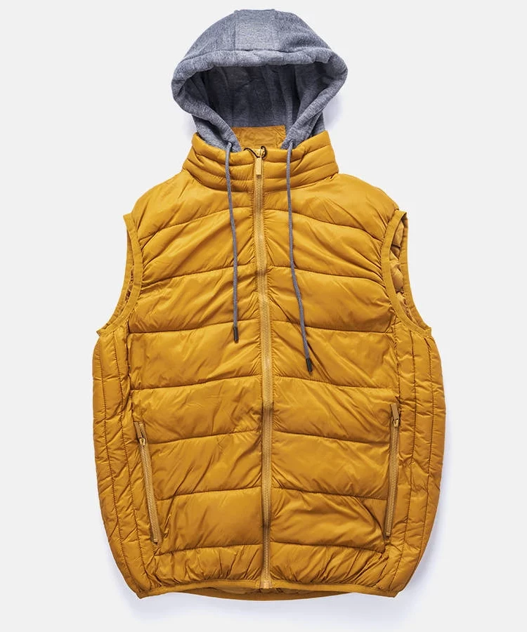 Żółta męska kamizelka z dresowym kapturem Avar