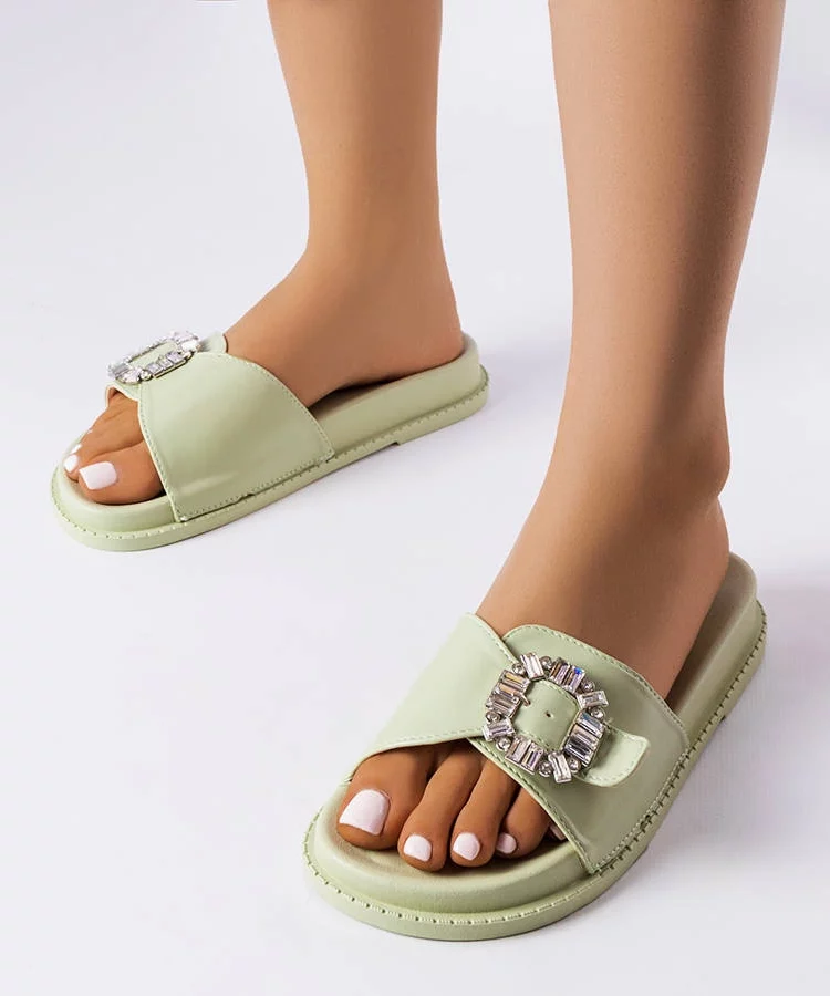 Zielone klapki zdobione cyrkoniami Griegsvei