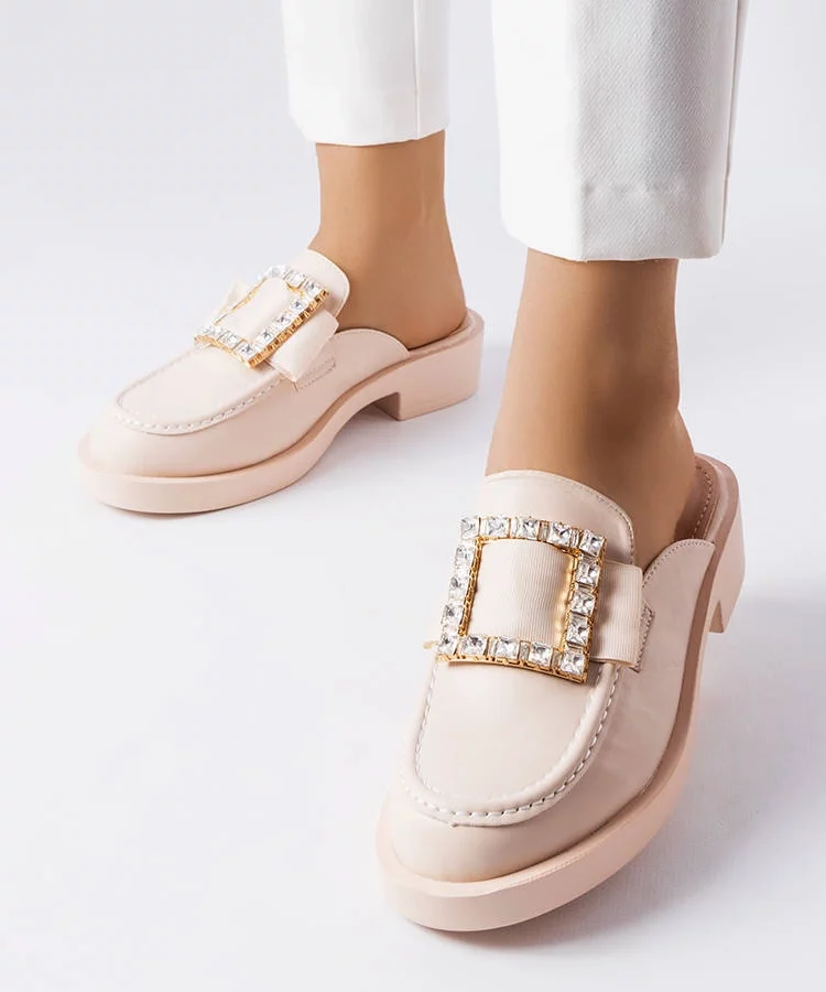 Beżowe klapki z zabudowanym noskiem Columbus