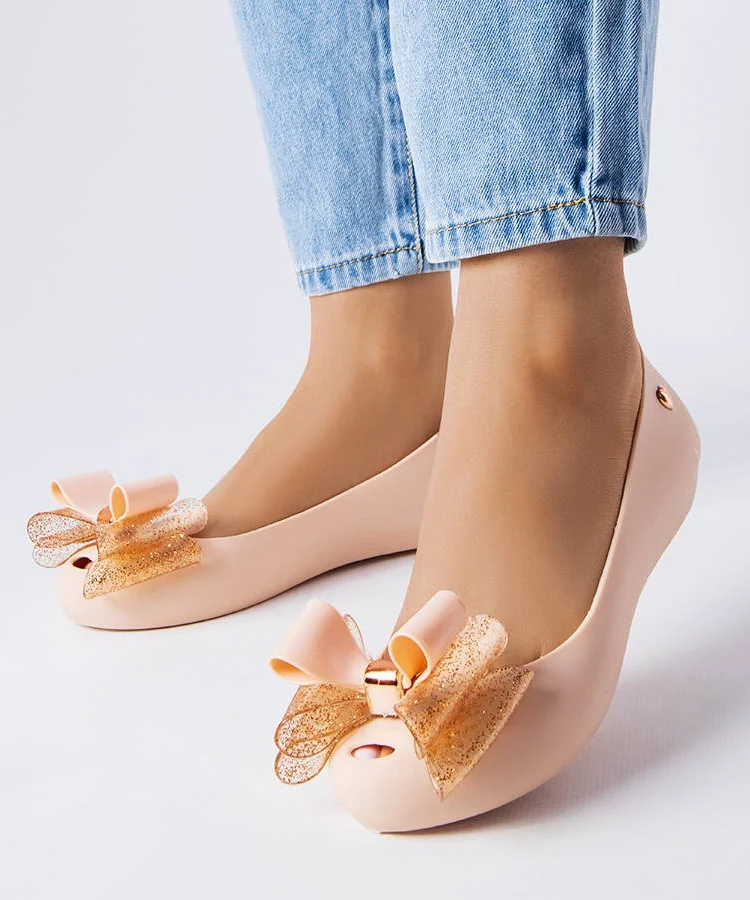Beżowe balerinki meliski z kokardką Jerome