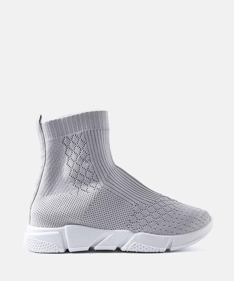 Szare sneakersy ze skarpetkową cholewką Olot