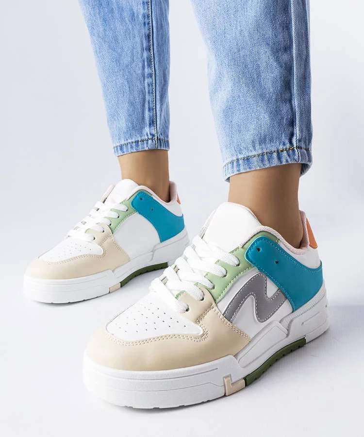 Beżowo-niebieskie buty na platformie Harter