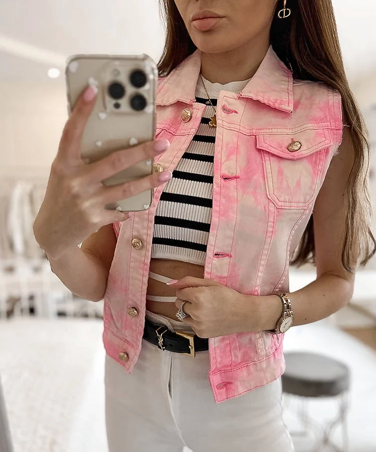 Biało-różowa kamizelka damska Palerma