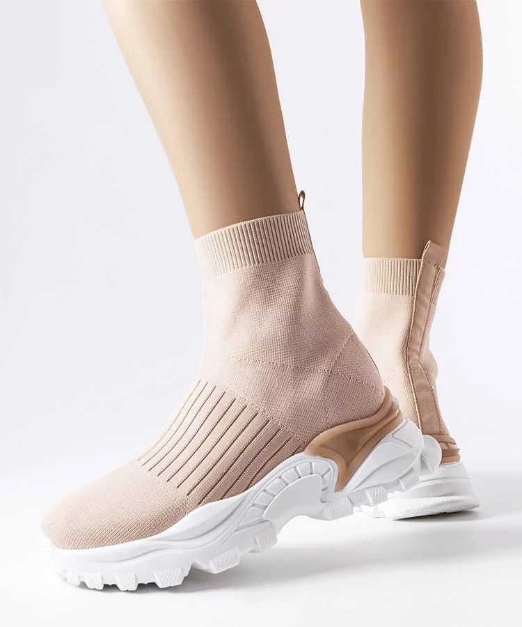 Beżowe sneakersy z elastyczną cholewką Antonio