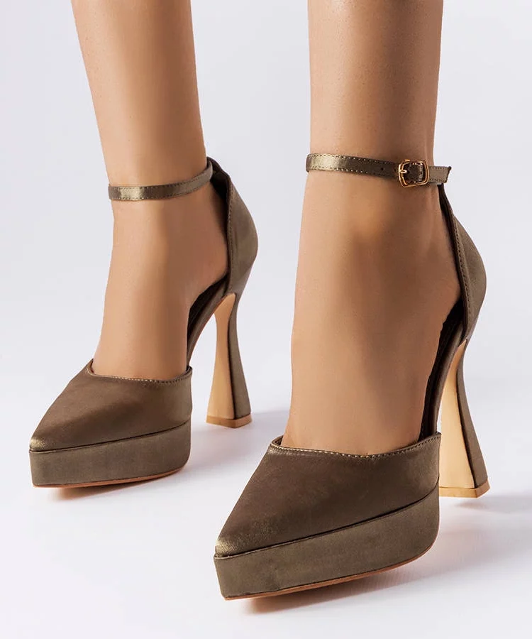 Oliwkowe czółenka na wysokim słupku Lowell