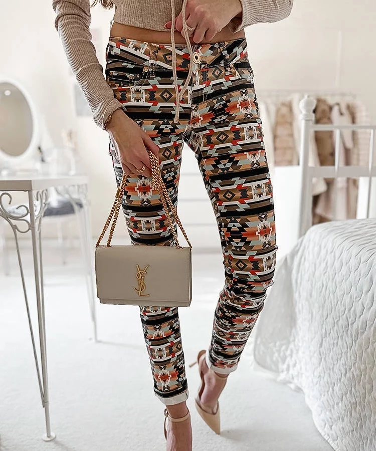 Wielokolorowe wzorzyste spodnie Aya