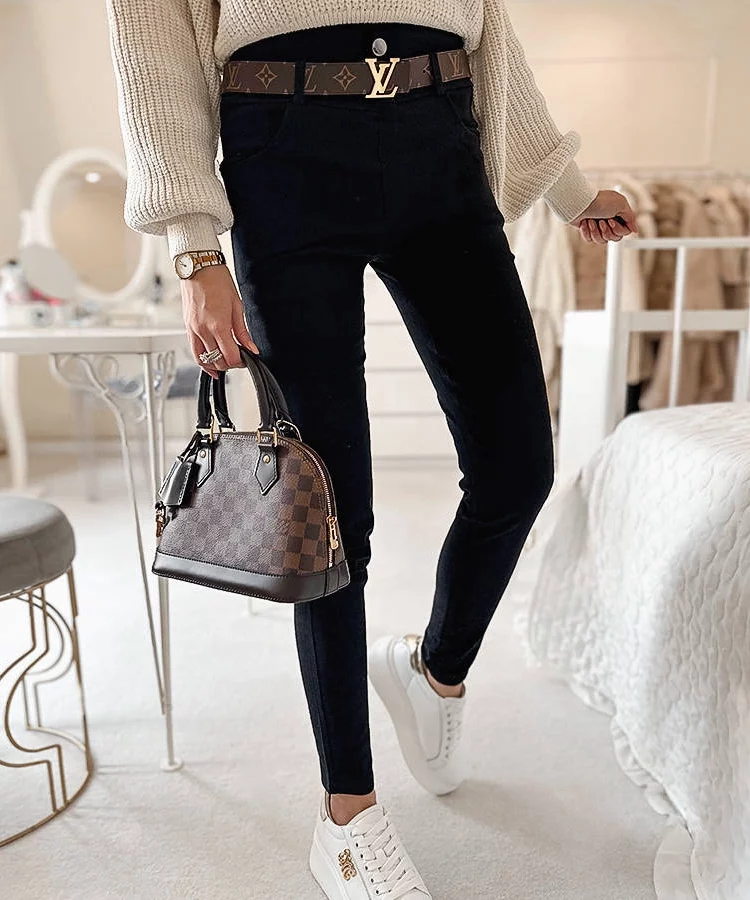 Czarne legginsy zdobione guzikami Clémence