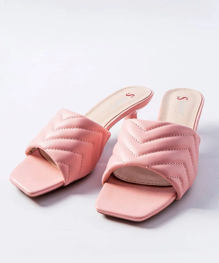 Różowe klapki na niskim obcasie Launay