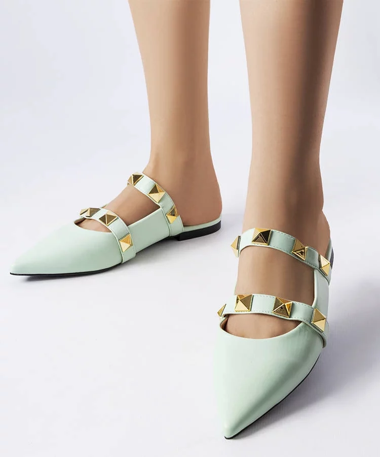 Zielone klapki ze szpiczastym noskiem Ruckman