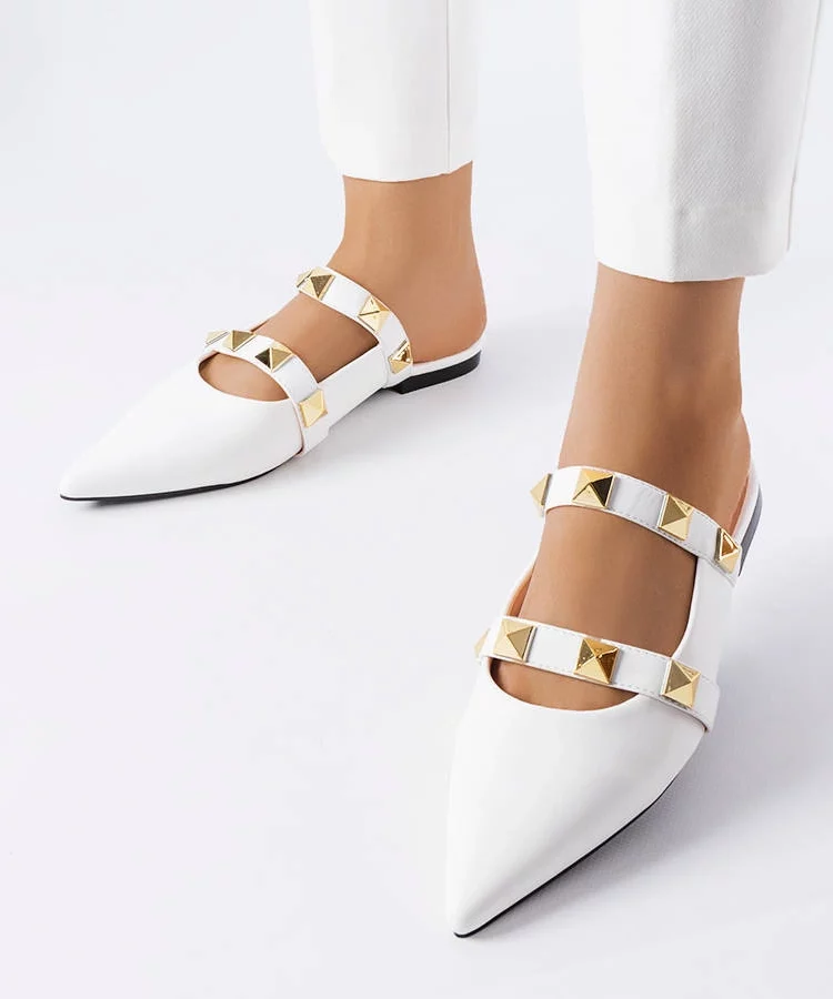 Białe klapki ze szpiczastym noskiem Ruckman