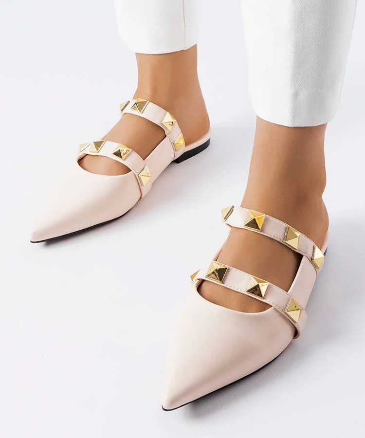 Beżowe klapki ze szpiczastym noskiem Ruckman