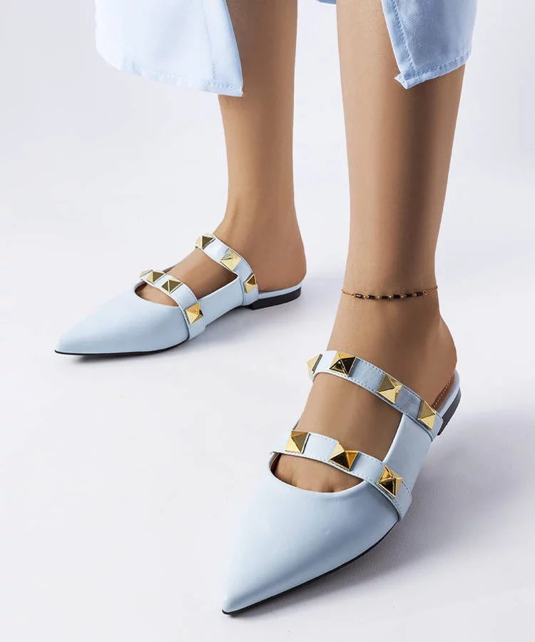 Niebieskie klapki z ćwiekami Ruckman