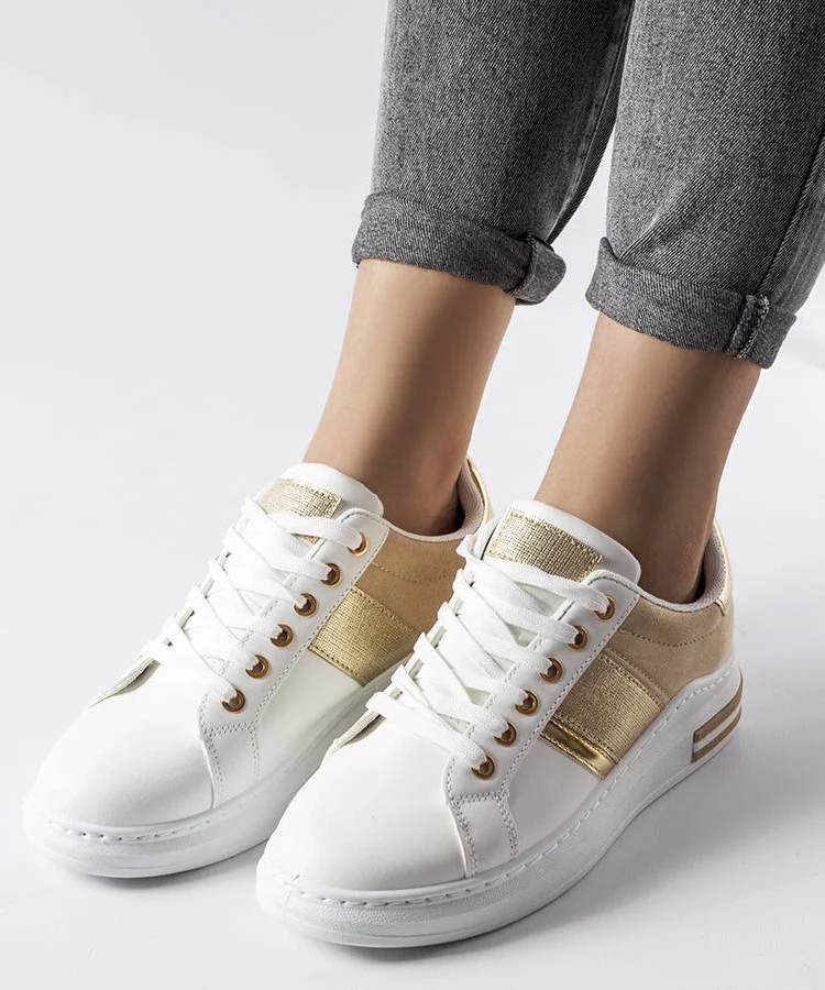 Białe sneakersy z beżowymi wstawkami Deans