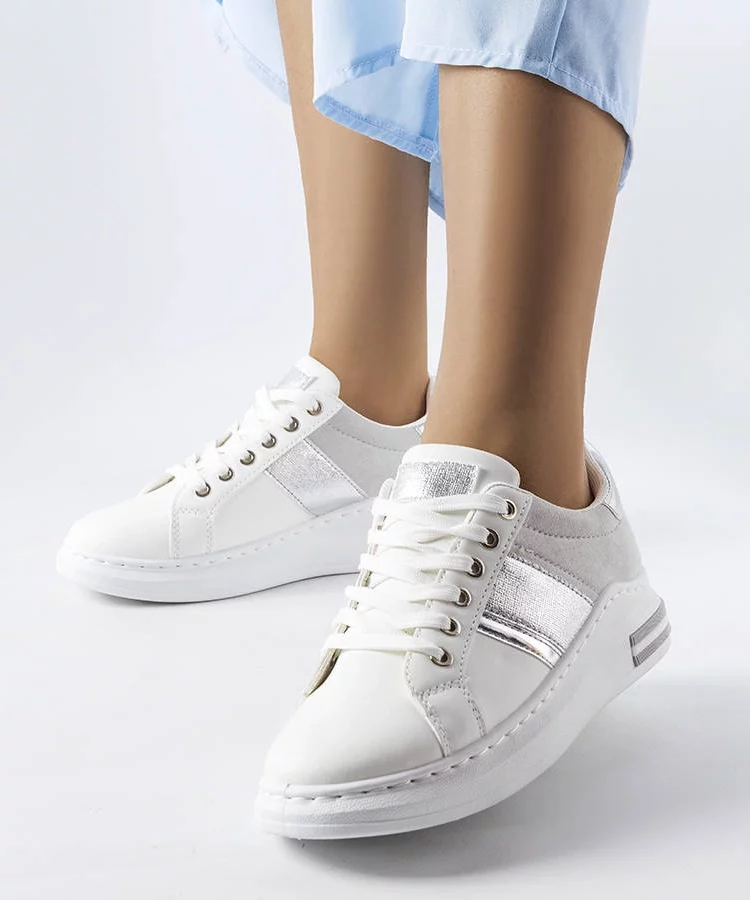 Białe sneakersy z szarymi wstawkami Deans