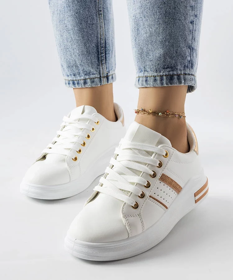 Białe sneakersy na platformie Lanoie