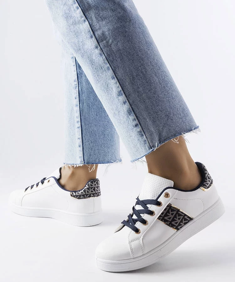 Białe sneakersy ze zdobioną cholewką Sauriol