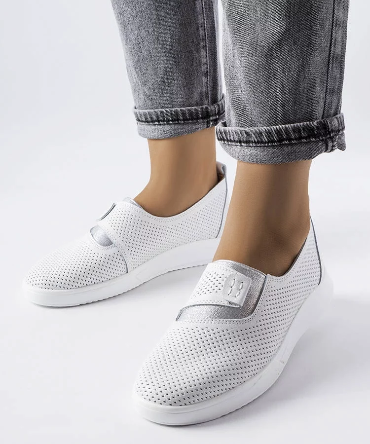 Białe skórzane tenisówki perforowane Ethels