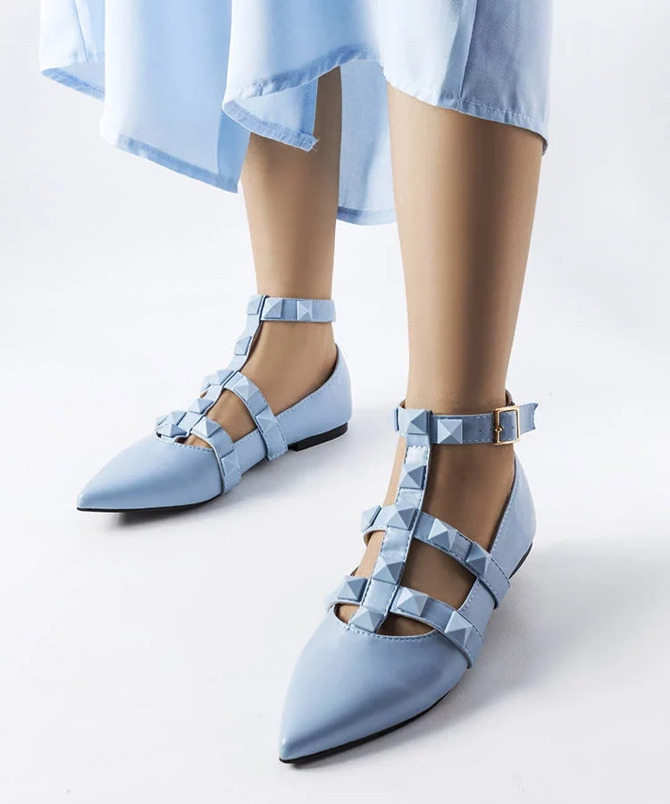 Niebieskie baleriny z efektownym zapięciem Blur