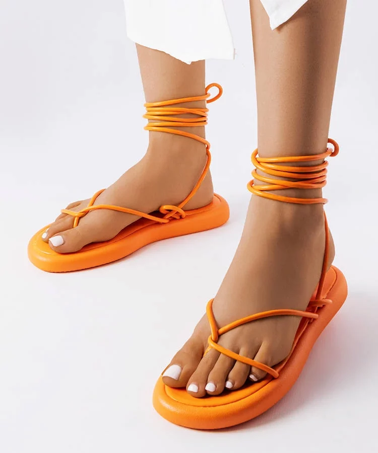 Pomarańczowe wiązane sandały Laurence