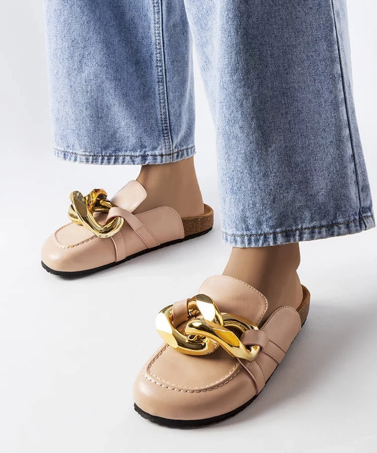 Różowe klapki z łańcuchem Christelle