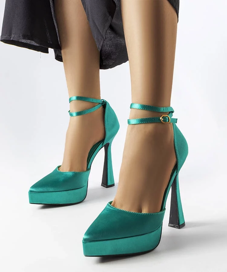 Zielone czółenka na wysokim słupku Dallas