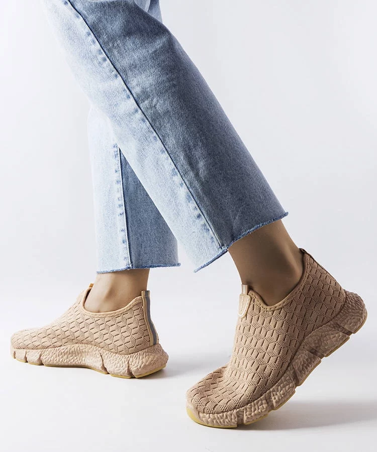 Beżowe sportowe sneakersy wsuwane  Obenor