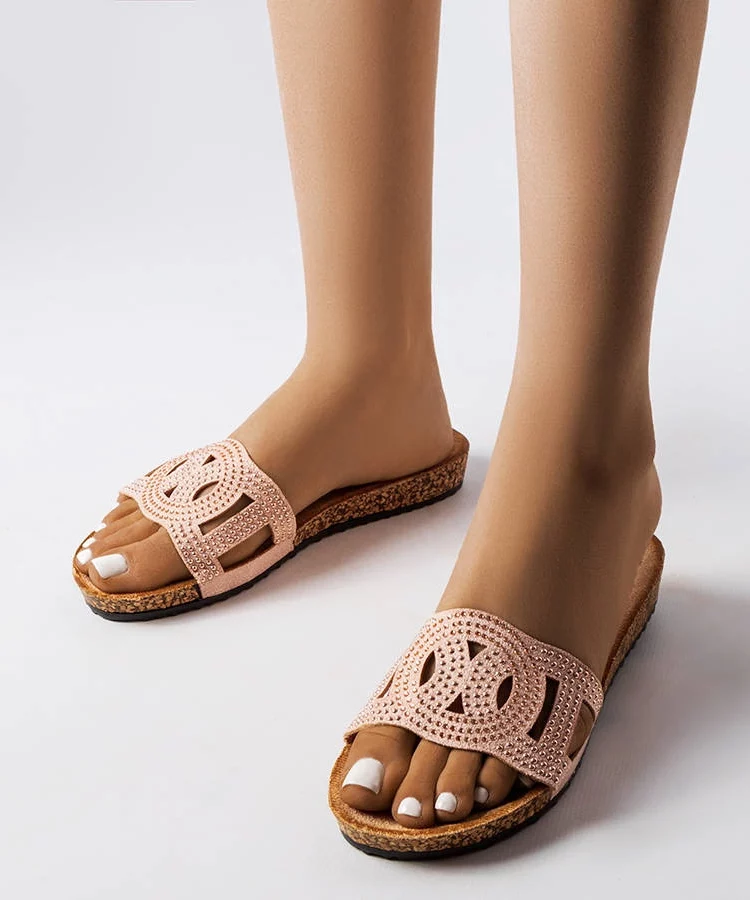 Różowe klapki zdobione dżetami Lagacé