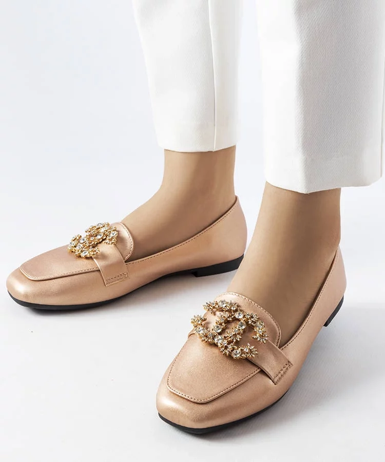 Złote mokasyny z cyrkoniami Neuer