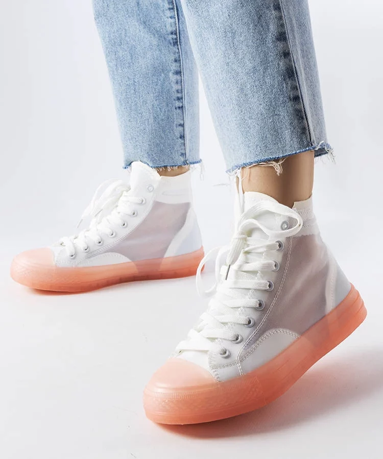 Biało-różowe trampki za kostkę Nanterre