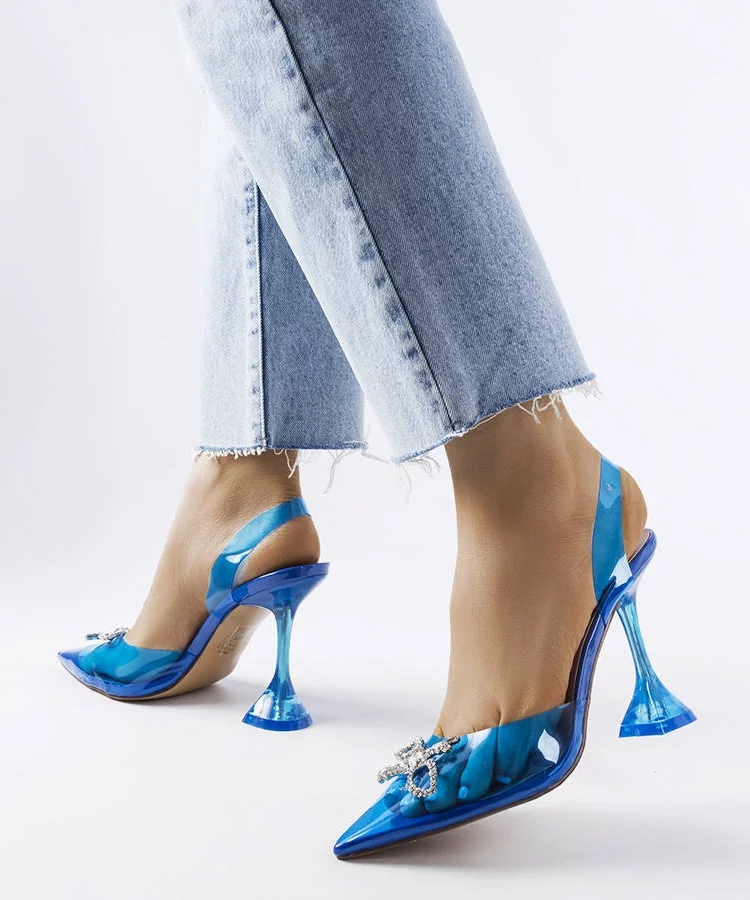 Niebieskie transparentne czółenka Girard