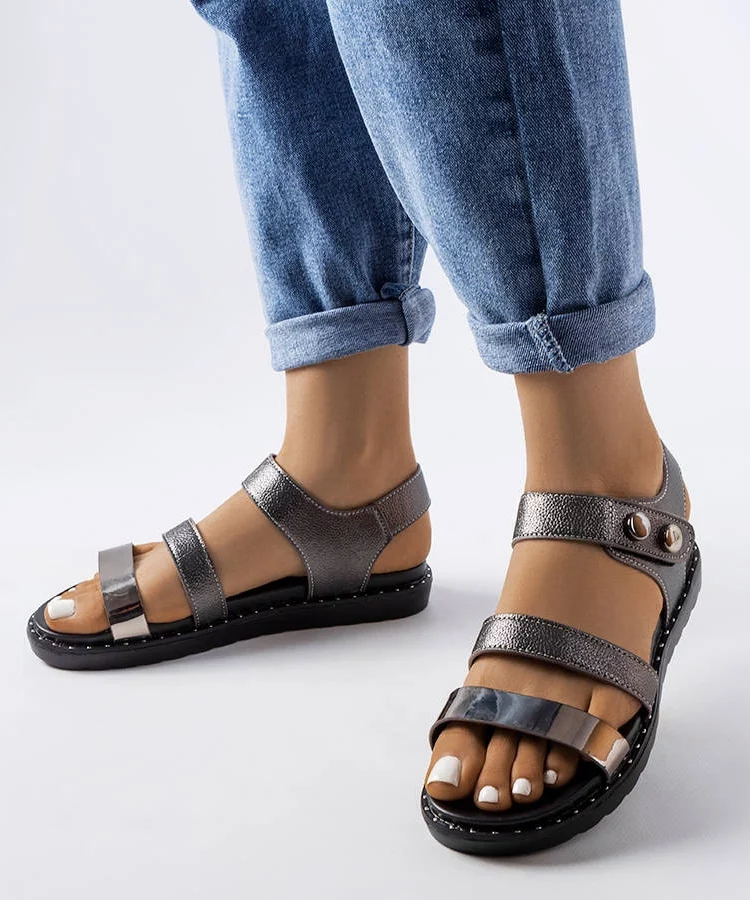 Szare metaliczne sandały Lanham